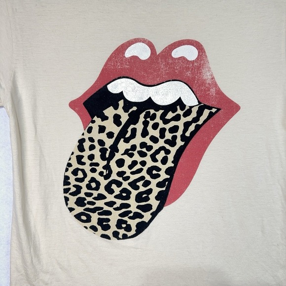 Daydreamer Shirt XS Relaxed Cotton Leopard Tongue Rolling Stones Band Rock Edgy - Picture 2 of 7